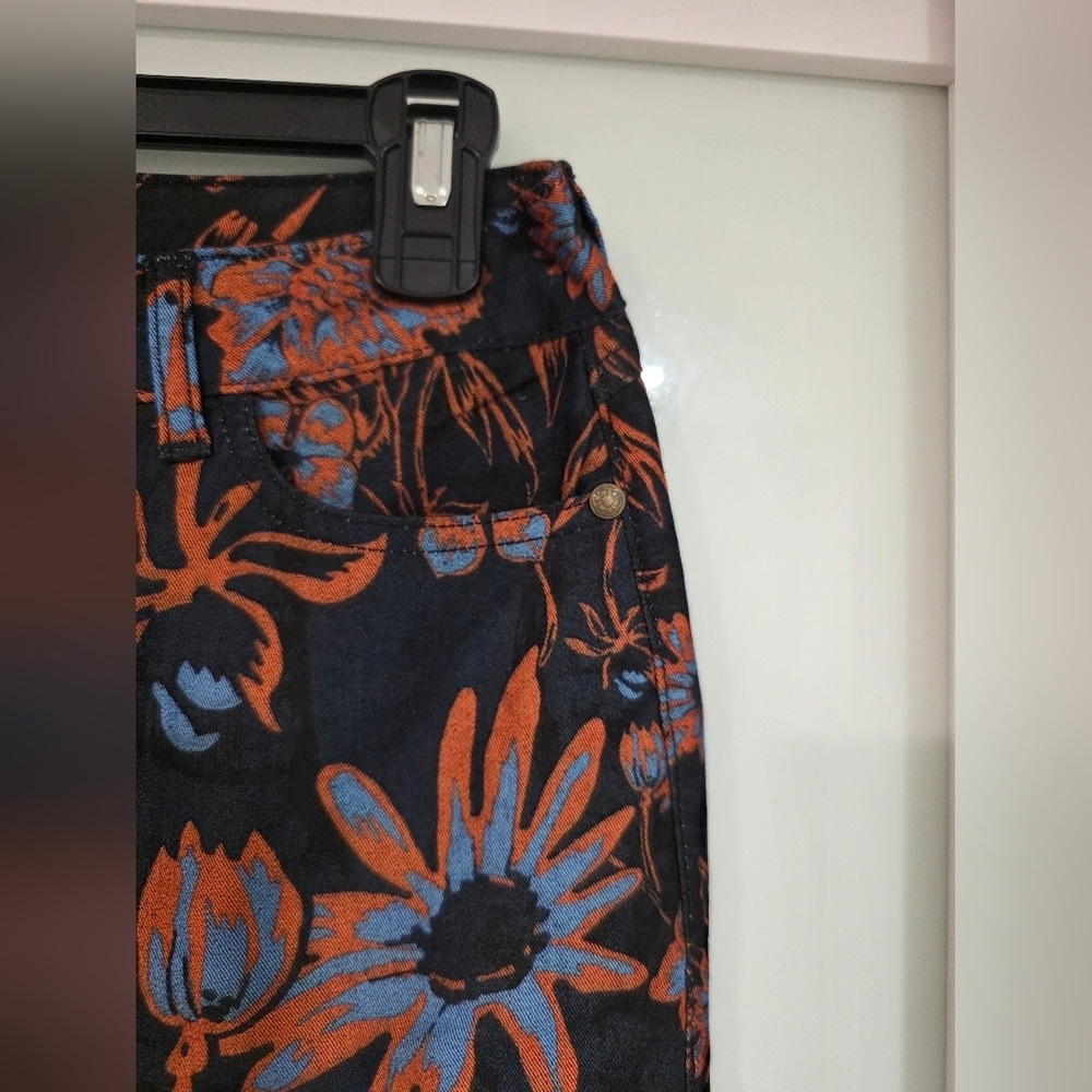 Desigual “Beflower” Floral Cropped Skinny Pants Size 38 (US 4) Stretch - Picture 4 of 15